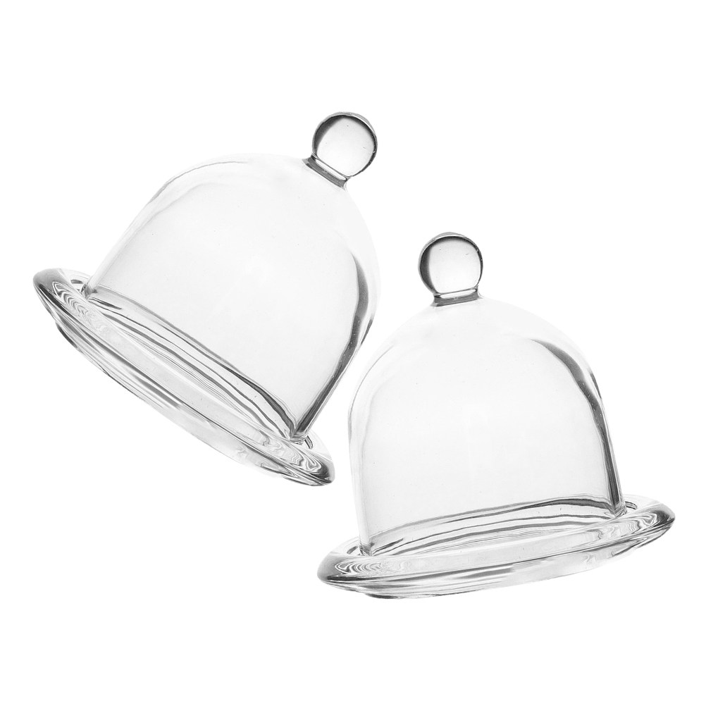 Plastic Dome Clear - 2Pcs Glass Mini Glass Cake Stand