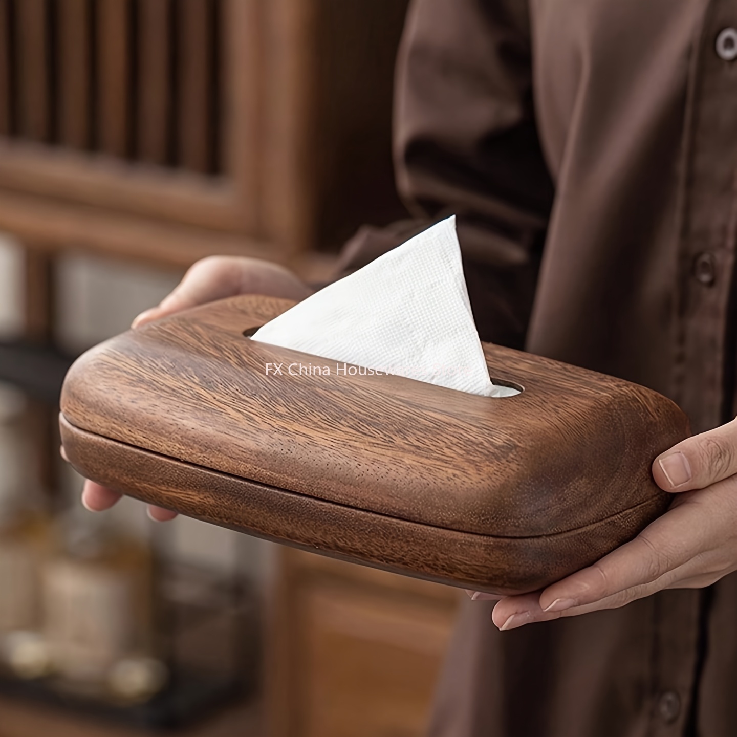 Walnut Wood Tissue Box Cover H - Agar Tissue Culture ulasan dan harga